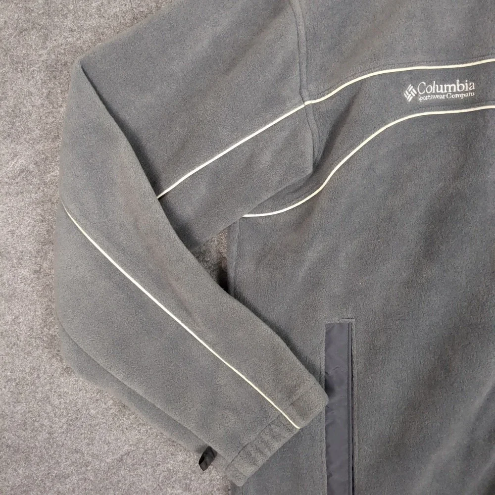Columbia Mens Gray Full Zip Fleece Jacket‎ Large Interchange Mock Neck Piping